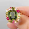 Huitan Elegant Big Green Cubic Zirconia Rings for Women Wedding Engagement Party New Luxury Lady's Accessories Fashion Jewelry