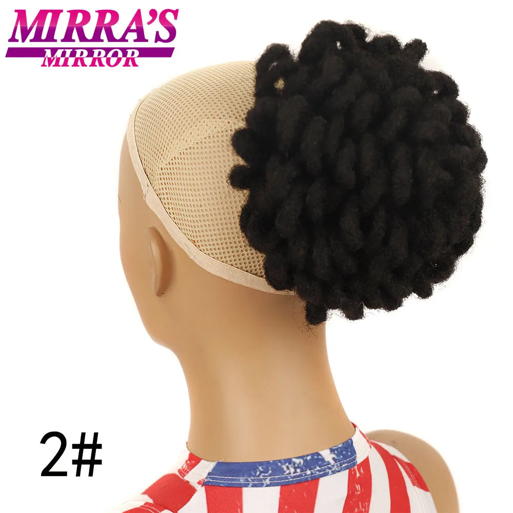 Synthetic Afro Puff Drawstring Ponytail Hair Bun 10 Inch Short Afro Kinkys Curly Afro Bun Extension Hairpieces Large Size