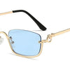 Halbrahmen Eckige Sonnenbrille für Damen Luxusmarke Kleine Metall Retro Rechteckige Schwarze Sonnenbrille Damen Mode Brille