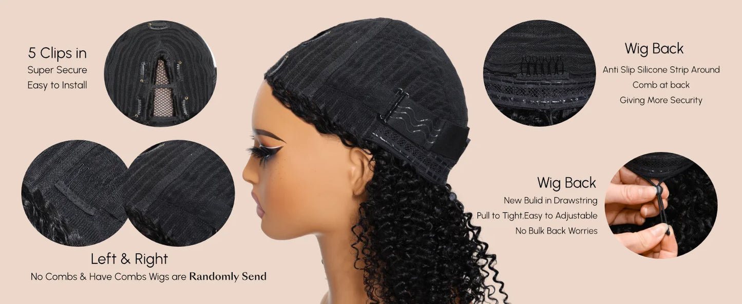 UNice Hair Yaki Straight V Part Wig 100% Human Hair V Shaped Wig Upgrade U Part Wig No Sew In Clip In Half Wig Read To Wear Go