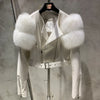 GO BALLISTIC YA Women Leather Jacket With Fur Sleeve Fashion Ladies Crop Jacket