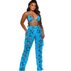 Bra+tassel Pants Suit  2 Piece Set Women Hot Pink Swimsuit Mesh Bathing Suit Sexy Matching Swimwear Viquinis Mujer 2022