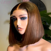 Chocolate Brown Straight Bob Wigs 13x4 Lace Frontal Human Hair Bob Wigs Short Bob Transparent Lace Front Virgin Wigs For Women