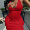 Sexy Deep U Neck Wrap Chest Slim Bodycon Dress Women Sleeveless Solid Color Skinny Dress Elegant Club Party Vestidos