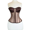 Women Mesh Corset Bustier With Cups Overbust Tight Shaping Tops Strapless Transparent Bodice Slimm Waist Wedding Lace Up Boned