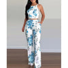 Summer Two Piece Set Women Fashion Short Print Sleeveless Vest High-waisted Wide-leg Pants Suit Two Piece Set Women Casual Suit