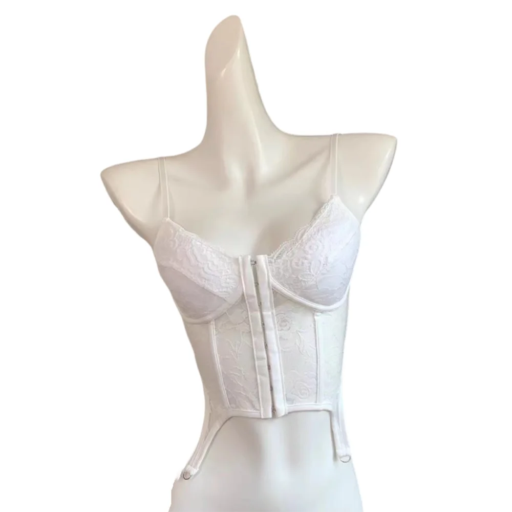 V-Neck Sexy Lace Corset Top Slim Fit Push Up Hollow Suspender Vest Adjustable Straps Off Shoulder Breathable Mesh Vest Travel