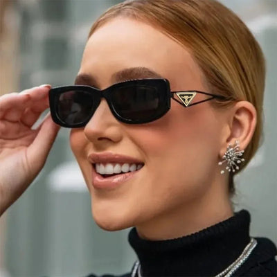 Neue kleine Cat-Eye-Sonnenbrille für Damen, ausgefallene hohle dreieckige Sonnenbrille für Herren, trendige Retro-ovale Gafas De Sol Mujer