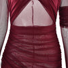 Articat Elegantes Mesh-Patchwork Langarm-Bodycon Party Club Abendkleid Sexy Doppellagiges Perspektivkleid Herbstkleidung