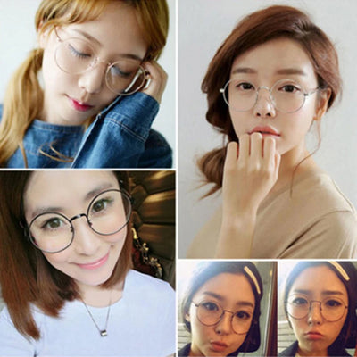 Neue Metallrahmen-Brille, klare runde Gläser, Brille für Damen Herren, große Oversized Eyeware Harajuku Deko Brille Geschenke