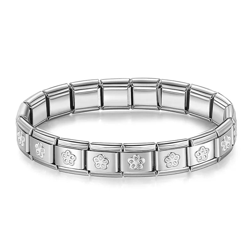 Hapiship 2024 Women's Jewelry 9mm Width Itanlian Elastic Star Heart Butterfly Charm Bracelet Fashion Stainless Steel Bangle ST-