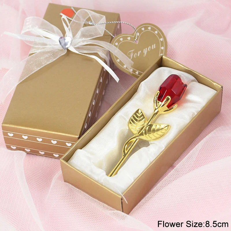 Valentinstag Geschenk Ich liebe dich Kristallbär Künstliche Rosenlehrer Muttertag Hochzeit Geburtstag Party Geschenke für Gäste