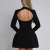 Mozision Long Sleeve Backless Sexy Mini Dress For Women Autumn Winter New O Neck High Waist A-line Club Party Sexy Dress Elegant