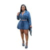 Two Piece Sets Women Denim Skirt Hooded Zipper Tops Short Dress Sets Skirts A Line High Waist Y2k Streetwear Elegant Slim Fit