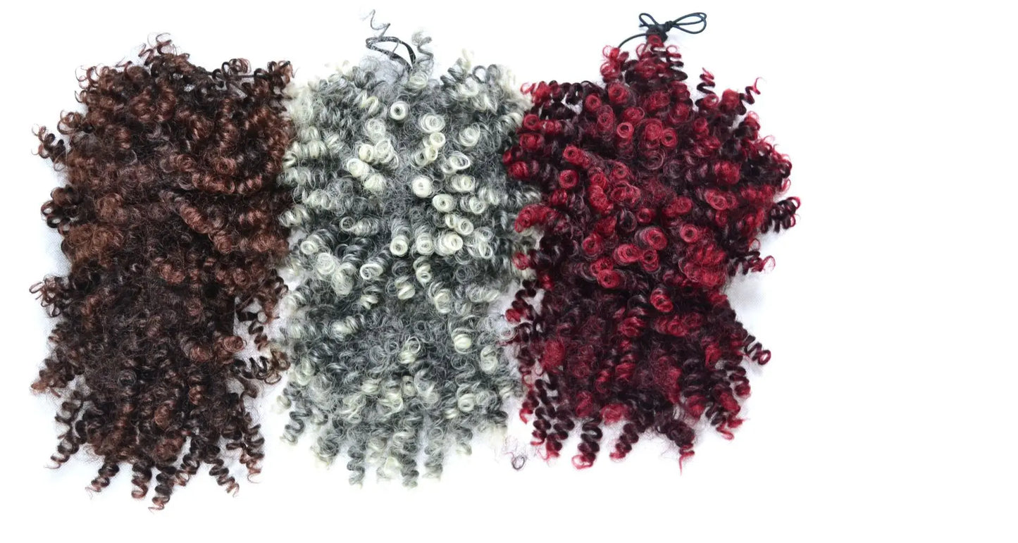 Synthetic Afro Puff Drawstring Ponytail Hair Bun 10 Inch Short Afro Kinkys Curly Afro Bun Extension Hairpieces Large Size