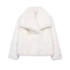 TRAF 2024 Woman Autumn Winter Faux Fur Coat Plush Fluffy Women's Jacket New in Outerwears White Red Gray Black Wool Blends Coats