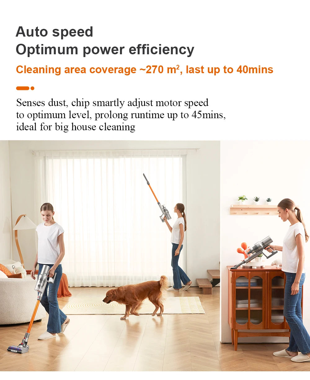 Wireless Handheld Vacuum Cleaner VC205,27000PA Suction,Smart Dust Sensor,Touch Screen,Portable Stick Cordless Vacuum for Home