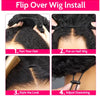3 IN 1 Flip Over Half Wig With Drawstring Seamless Clip Ins Flip Over Wig 200 Density Glueless Wigs Human Hair For Women wig