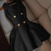 Elegant Sexy Mini Dress Women's Luxury Slim V-Neck Button Short Dresses Satin Evening Dress Summer Women Fashion Pleated Skirt