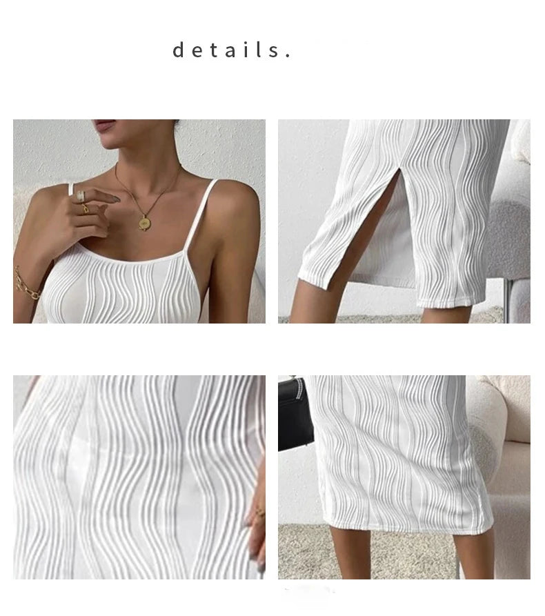 Elegantes weißes Neckholder-Kleid Damen rückenfrei sexy langes Kleid Strandurlaub einfarbige Kleider Frühling Sommer vielseitiger Unterrock