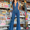 TARUXY Backless Heart Cutout Bodycon Jumpsuit For Women Casual Sleeveless Slim One-Piece Outfits Retro Denim Jumpsuits New 2025