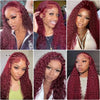 40 Inch Red Colored 13x6 Hd Lace Frontal Human Hair Wigs Pre Plucked 99J Burgundy Water Deep Wave Curly 30 36 40 Inch 13x4 Lace Front Wig For Women