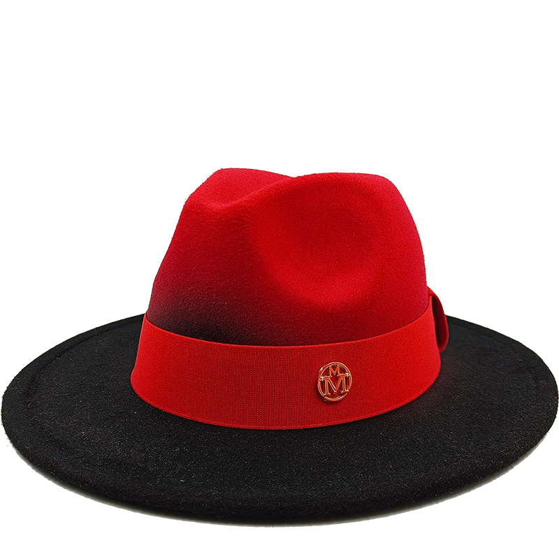 Low price wholesale Fedora hats men's and women's jazz hats red and white new tie dyed Fedora hats autumn classic hats sombrero