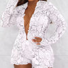 Women Sexy Short Sets Hollow Out Top Lace Spliced Full Sleeve Cardigan Solid Elegant Slim Fit Shirts High Street Summer 2024