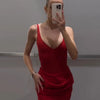 Sexy Pleated Strap Romper Set Women Red Sleeveless Backless U-neck Mini A-line Skirt Female 2025 Fashion Summer Solid Party Suit