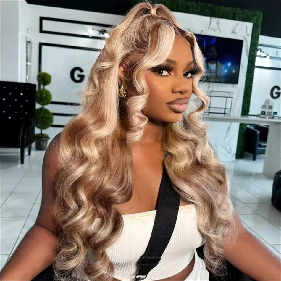 HD Ash Blonde Lace Front Wig 4/613 Highlight Wig 13x4 Colored Brazilian Human Hair Wigs Woman Body Wave 613 HD Lace Frontal Wig