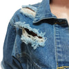 Fashion Zerissene Löcher Langarm Kurze Jeansjacke Damen Trend Streetwear Freizeit Oberbekleidung Damen Doppelknopf Splicing Mantel