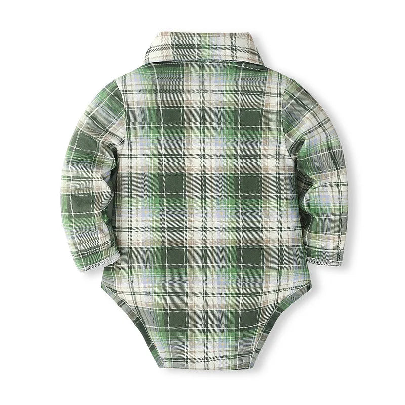 5Piece Spring Boy Clothes Korean Fashion Plaid Long Sleeve Bodysuit+Pants+Tie+Hat+Straps Baby Luxury Clothing Newborn Set BC1683