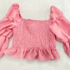 Chic Women Sweet Set Puff Sleeve Crop Tops and Shorts Outfits Solid Stretch Pleated Sexy Summer Girl 2 Two Piece Suit