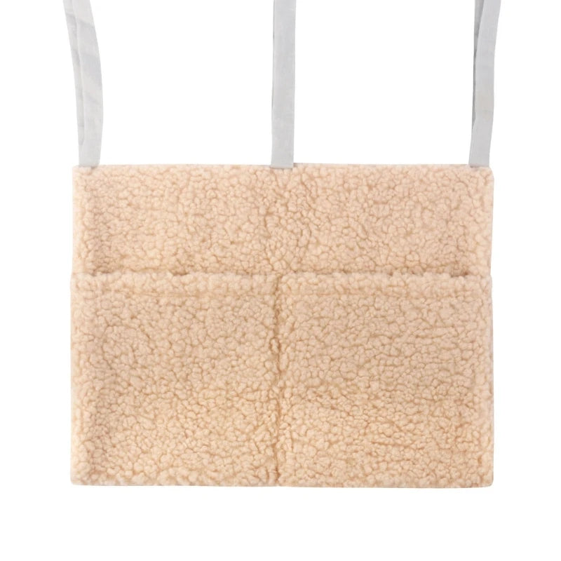 Neuer dicker Plüsch Babybett Hängetasche Tragbare Doppeltaschen Neugeborenen-Bett Spielzeug Organizer Tasche Bettkopfteil Aufbewahrungstasche