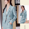 Solid Suits for Women 2024 Spring Fashion Office Ladies Long Sleeve Double Breasted Short Tops Chic Slim High Waisted Pant Suits