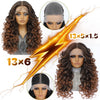 Latisha 13X6 HD Synthetische Spitzenfrontperücke lockig vorgezupfte Lace-Frontal-Perücke mit Pony für Damen, Highlights mit Babyhaar, 24 Zoll