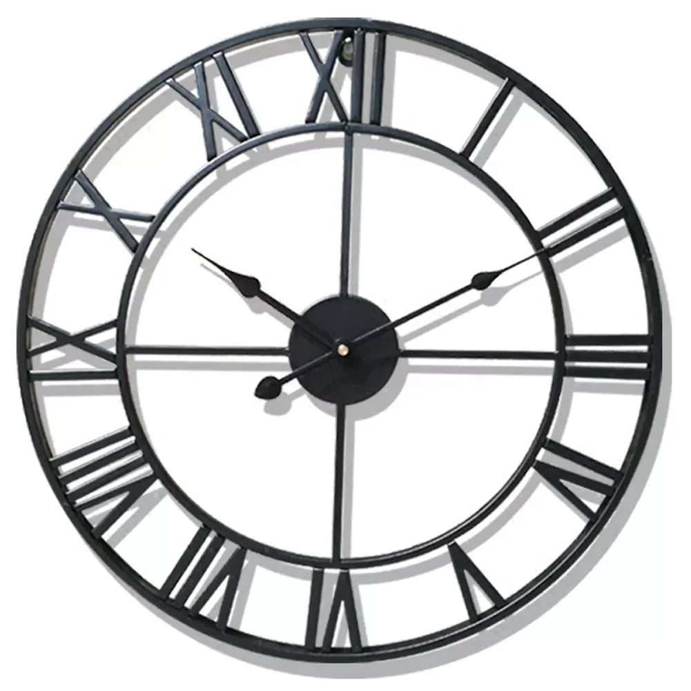 Modern 3D Large Wall Clocks Roman Numerals Retro Round Metal Iron Accurate Silent Nordic Hanging Ornament Living Room Decoration