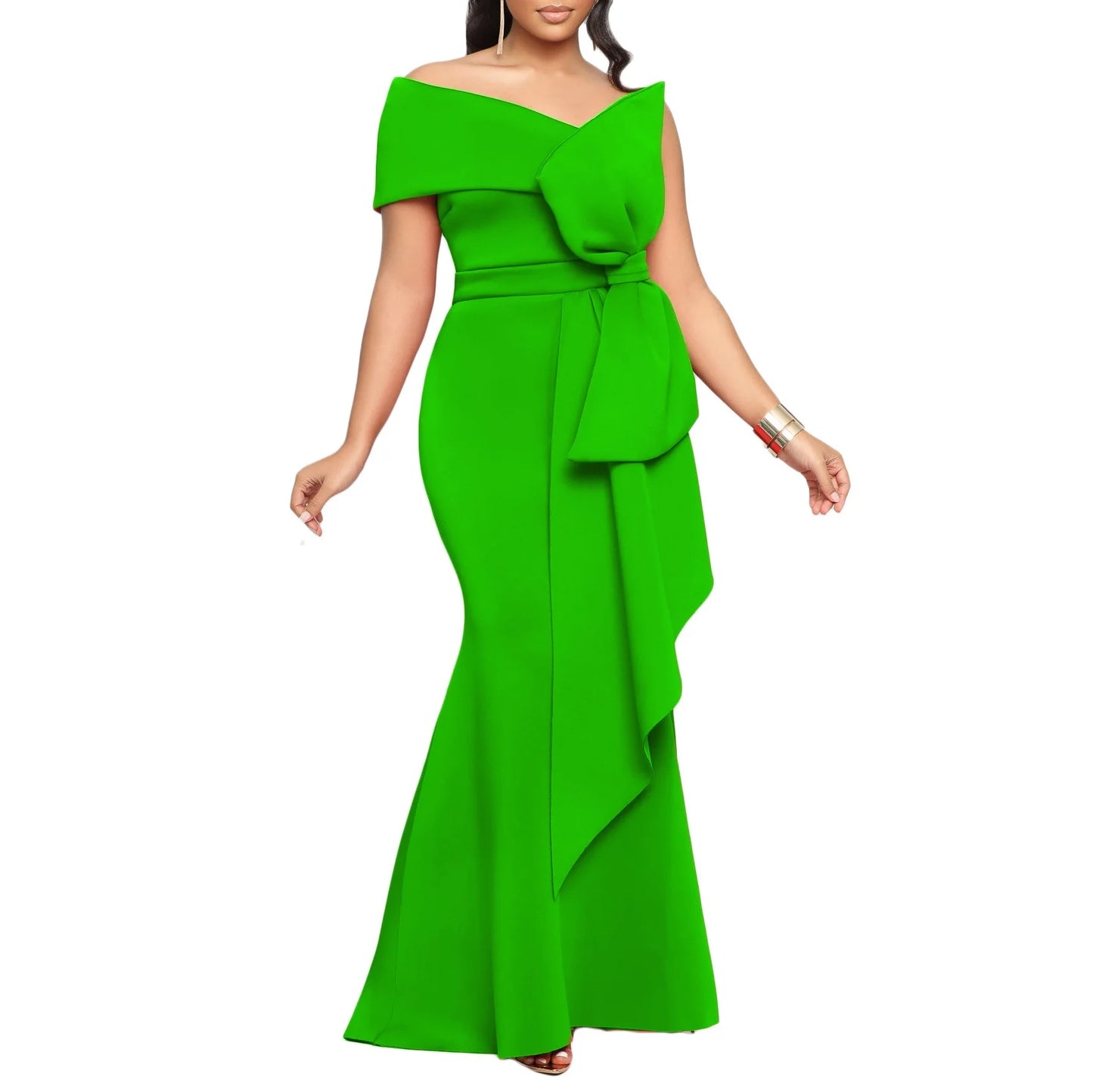Elegante Kleider für Damen, One Shoulder, ärmellos, Rüschen, Meerjungfrauen-Schnitt, bodenlang, luxuriös, für Geburtstagsfeiern, Dinner, Vestidos Mujer Kleid