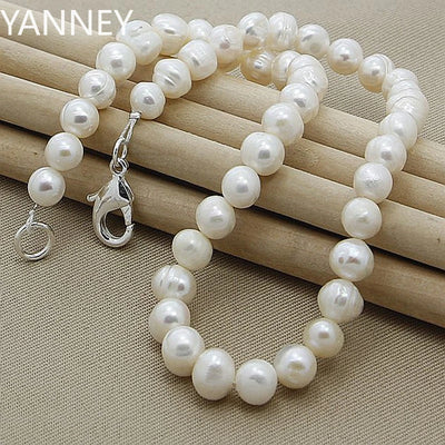 Hochwertige Mode Lange Perlenkette Perle 925er Silber Schmuck für Damen Statement-Kette