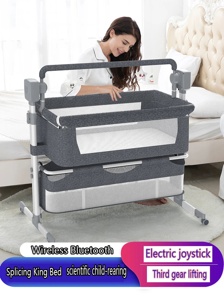 Babybett Babywiege Neugeborenen Beistellbett Tragbares Reisebett mit Moskitonetz Schlafwiege Baby Schaukelbett