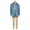 Denim Two Piece Sets Women 2024 Autumn Outfits Single Breasted Turn Down Collar Pockets Jacket Shorts Suit Short Pants Ensemble