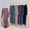 2025 Premium Nida Ruffle Sleeves Women Muslim Dress with Front Zipper Ramadan Abaya Islam Clothing Maxi Dress Female Modest Robe