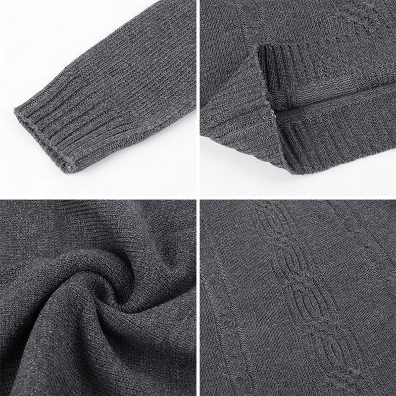 Autumn Winter Men's Warm Sweater Long Sleeve Turtleneck Sweater Retro Knitted Sweater Pullover Sweater
