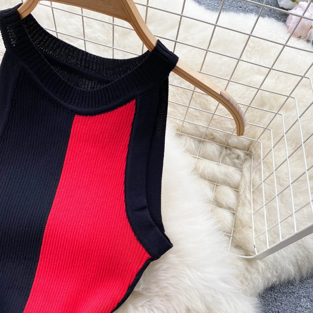 YuooMuoo Women Dress 2025 Summer Elegant Rib Knit Slim Waist Bandage Pencil Dress Office Lady Sleeveless Bodycon Sweater Dress