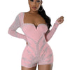 Znaiml Elegant Long Sleeve Playsuit Nightclub Rompers Birthday Outfits Woman Sparkly Diamonds Rhinestone Short Jumpsuits Luxury