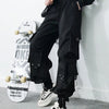 Women Cargo Pants 2023 Harem Pants Fashion Punk Pockets Jogger Trousers With Chain Harajuku Elastics High Waist Streetwear