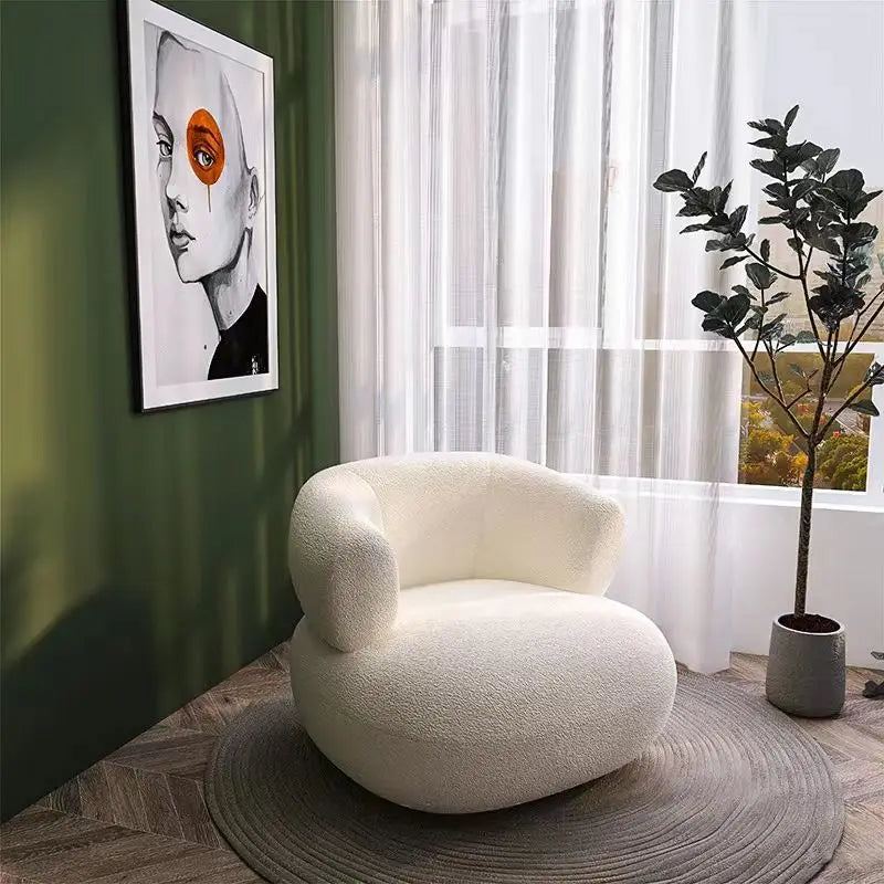 Kleines Wohnzimmer Balkon Freizeit kleines Sofa Lammwolle Einzelsessel Ins-Stil Faul Sofa Stuhl