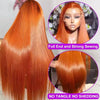 Brazilian Straight #350 Ginger Orange 13x6 HD Lace Front Human Hair Wigs 13x4 Glueless Lace Frontal Wig Closure Wigs For Women