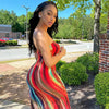 Spring/Summer Women's Colorful Tie Dye Print Off Shoulder Wrapped Chest Dress