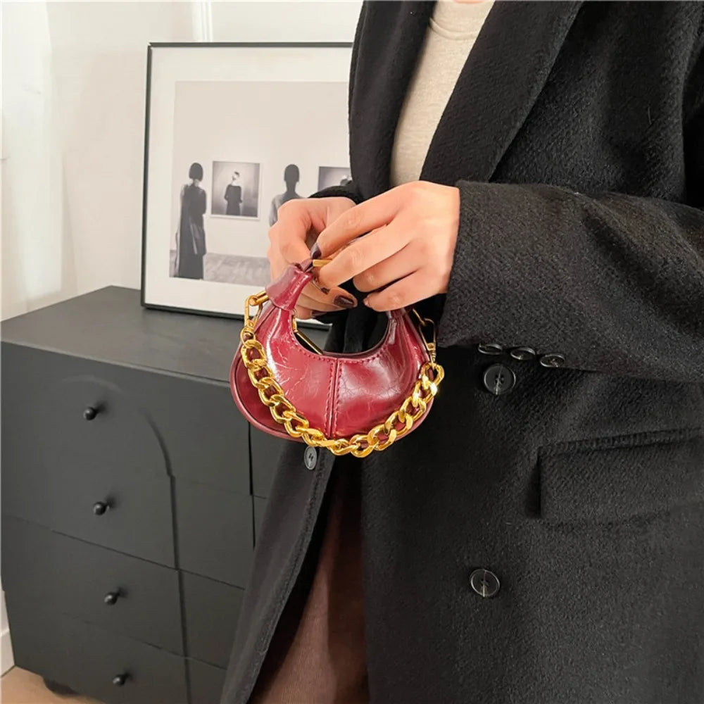2024 Herbst Winter Mini Umhängetaschen für Damen Luxus Halbmond-Handtaschen für Damen Handtaschen mit Griff Weibliche kleine Tasche
